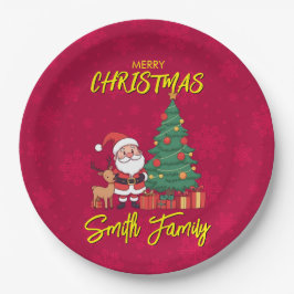 クリスマスツリーのサンタクロース ペーパープレート