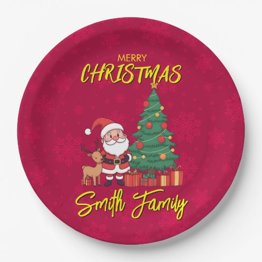 クリスマスツリーのサンタクロース ペーパープレート (正面)