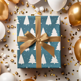 クリスマスツリーのシルエットティール(緑がかった色) ラッピングペーパー