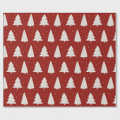 クリスマスツリーのシルエット白と赤 ラッピングペーパー (フラット)