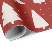 クリスマスツリーのシルエット白と赤 ラッピングペーパー (ロールコーナー)