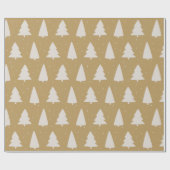 クリスマスツリーのシルエット白&金ゴールド ラッピングペーパー (フラット)