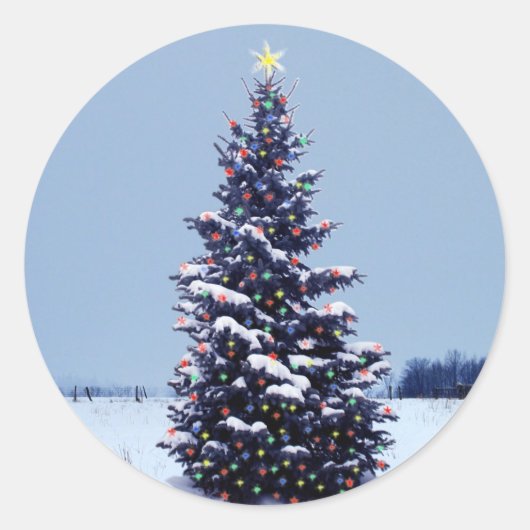 クリスマスツリーのシール ラウンドシール (正面)
