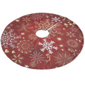 クリスマスツリーのスカートかハートおよび雪片 フリース ツリースカート (アングル)