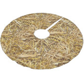 クリスマスツリーのスカートの干し草ベールプリント ブラッシュドポリエステルツリースカート (アングル)