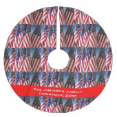 クリスマスツリーのスカート、アメリカのパーソナライズされた旗、 ブラッシュドポリエステルツリースカート (正面)