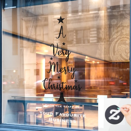 クリスマスツリーのスクリプトスターズ　白　黒 ウィンドウサイン (カフェ窓)