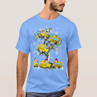 クリスマスツリーのスクールバスクリスマスサンタスクールバス Tシャツ