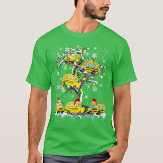 クリスマスツリーのスクールバスクリスマスサンタスクール Tシャツ