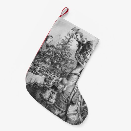 クリスマスツリーのスター スモールクリスマスストッキング (正面 (吊り時))