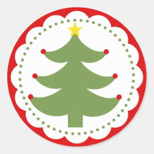クリスマスツリーのステッカー ラウンドシール