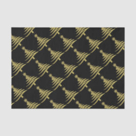 クリスマスツリーのステンシル金ゴールドオンブラック 薄葉紙