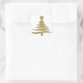 クリスマスツリーのステンシル金ゴールドオン白 スクエアシール (バッグ)
