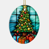 クリスマスツリーのステンドグラススタイル セラミックオーナメント (右)