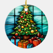 クリスマスツリーのステンドグラススタイル セラミックオーナメント (裏面)
