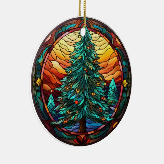 クリスマスツリーのステンドグラススタイル セラミックオーナメント (右)