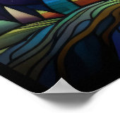 クリスマスツリーのステンドグラス窓デザイン ポスター (角)