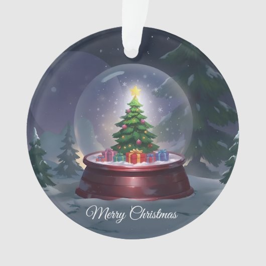 クリスマスツリーのスノーグローブ オーナメント (正面)