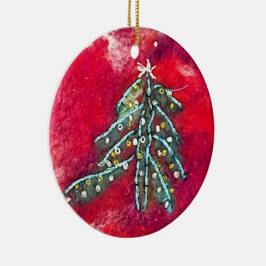 クリスマスツリーのセラミックサークルオーナメント セラミックオーナメント (右)