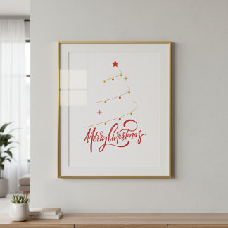クリスマスツリーのタイポグラフィースクリプト ミニマリスト ポスター