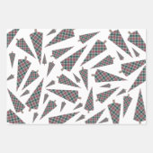 クリスマスツリーのタータンチェックパターン（白） ラッピングペーパーシート (正面3)