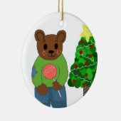 クリスマスツリーのテディベア セラミックオーナメント (右)