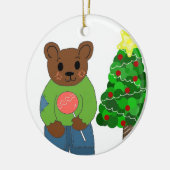 クリスマスツリーのテディベア セラミックオーナメント (左)