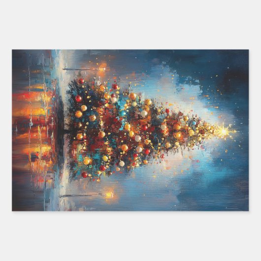 クリスマスツリーのデカはっきりしたップ絵を描ページ ラッピングペーパーシート (正面3)