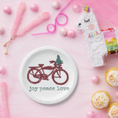クリスマスツリーのデザインのヴィンテージの自転車 ペーパープレート (パーティー)