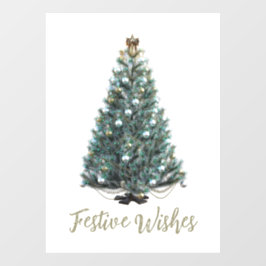 クリスマスツリーのデザインの、お祝いのメッセージ ウィンドウサイン