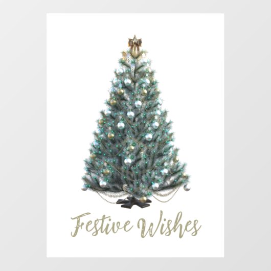 クリスマスツリーのデザインの、お祝いのメッセージ ウィンドウサイン (シート)