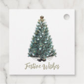 クリスマスツリーのデザインの、お祝いのメッセージ フェイバータグ (裏面)