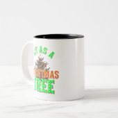 クリスマスツリーのデジタルアートデザインとして点灯 ツートーンマグカップ (正面左)