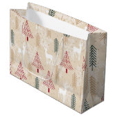 クリスマスツリーのトナカイのパターン ラージペーパーバッグ (正面アングル)
