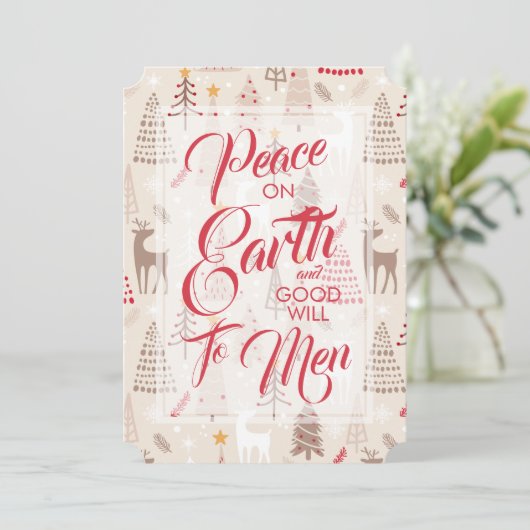 クリスマスツリーのトナカイの平和 シーズンカード (スタンド正面)