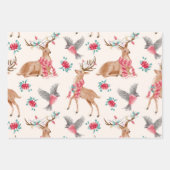 クリスマスツリーのトナカイの贈り物 ラッピングペーパーシート (正面3)