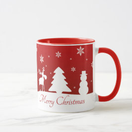 クリスマスツリーのトナカイの雪だるま マグカップ