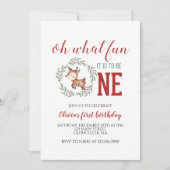 クリスマスツリーのトナカイ　ファーストバースデー 招待状 (正面)