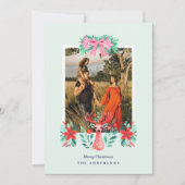 クリスマスツリーのトナカイ　ボタニカル　レッド　フラワーフォト シーズンカード (正面)