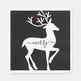 クリスマスツリーのトナカイ　メリー　ブラックペーパー スタンダードランチョンナプキン
