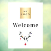 クリスマスツリーのトナカイ モダンビジネスロゴ ウェルカム ウィンドウサイン (シート3)