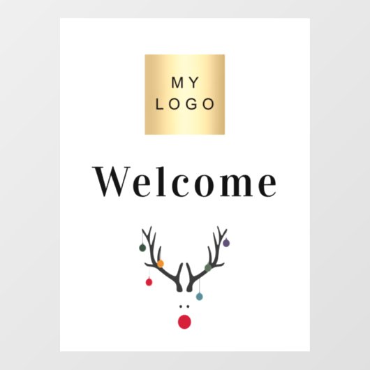 クリスマスツリーのトナカイ モダンビジネスロゴ ウェルカム ウィンドウサイン (シート)