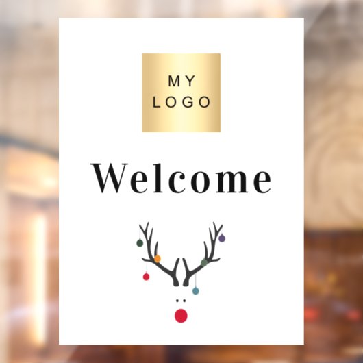 クリスマスツリーのトナカイ　モダンビジネスロゴ　ウェルカム ウィンドウサイン (シート2)