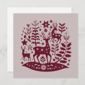 クリスマスツリーのトナカイ 北欧フォークアート スカンジナビア シーズンカード (正面/裏面)