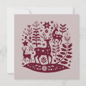 クリスマスツリーのトナカイ 北欧フォークアート スカンジナビア シーズンカード (正面)