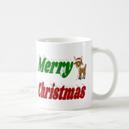 クリスマスツリーのトナカイ 赤と緑のハーフタイポグラフィー コーヒーマグカップ
