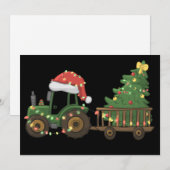 クリスマスツリーのトラクター 農場の農夫 シーズンカード (正面/裏面)