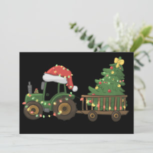 クリスマスツリーのトラクター 農場の農夫 シーズンカード