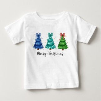 クリスマスツリーのトリオ ベビーTシャツ