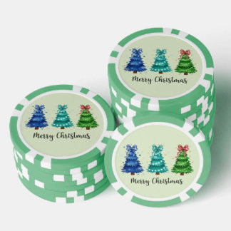 クリスマスツリーのトリオ ポーカーチップ